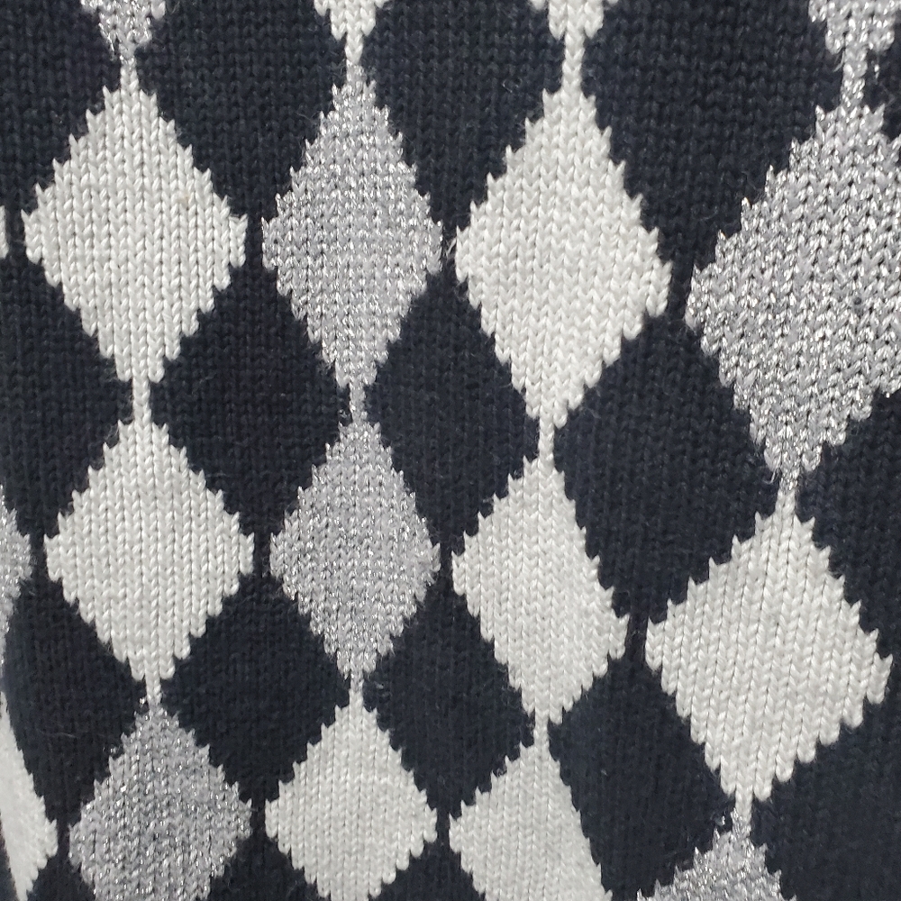 Vintage Diamond Pattern Sweater Size Small Silver 90s The Nanny Fran Fine Retro - Picture 5 of 6